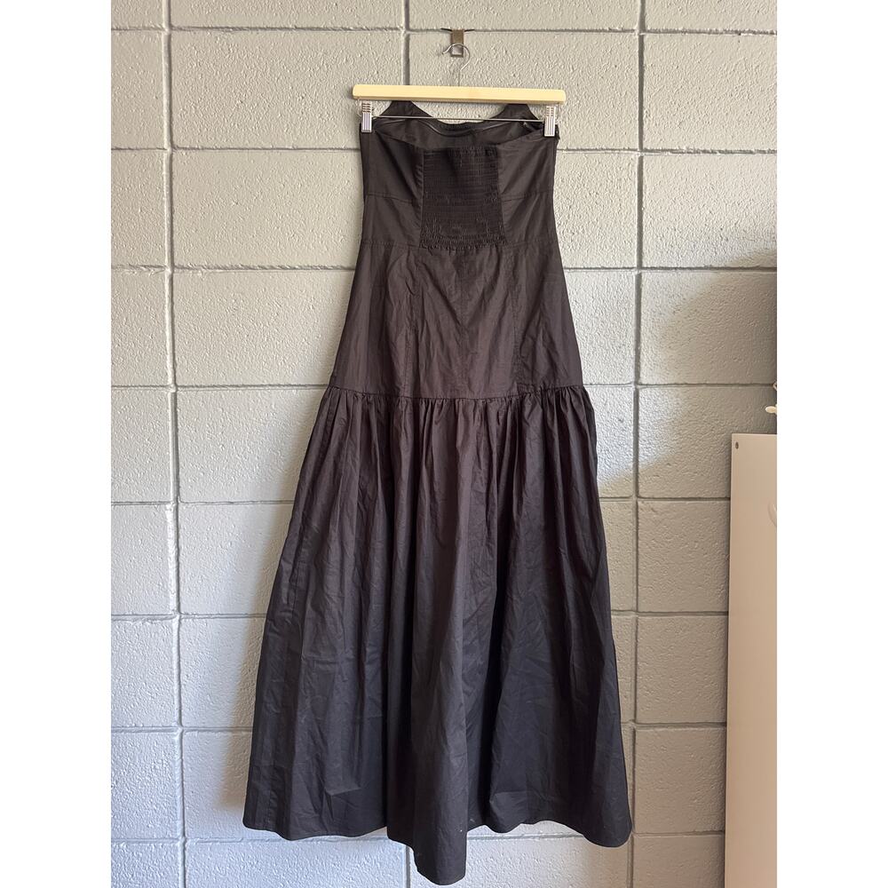 Women's Ancosti Strapless Drop Waist Poplin Maxi Dress in Black size M Bohemian - Picture 3 of 5